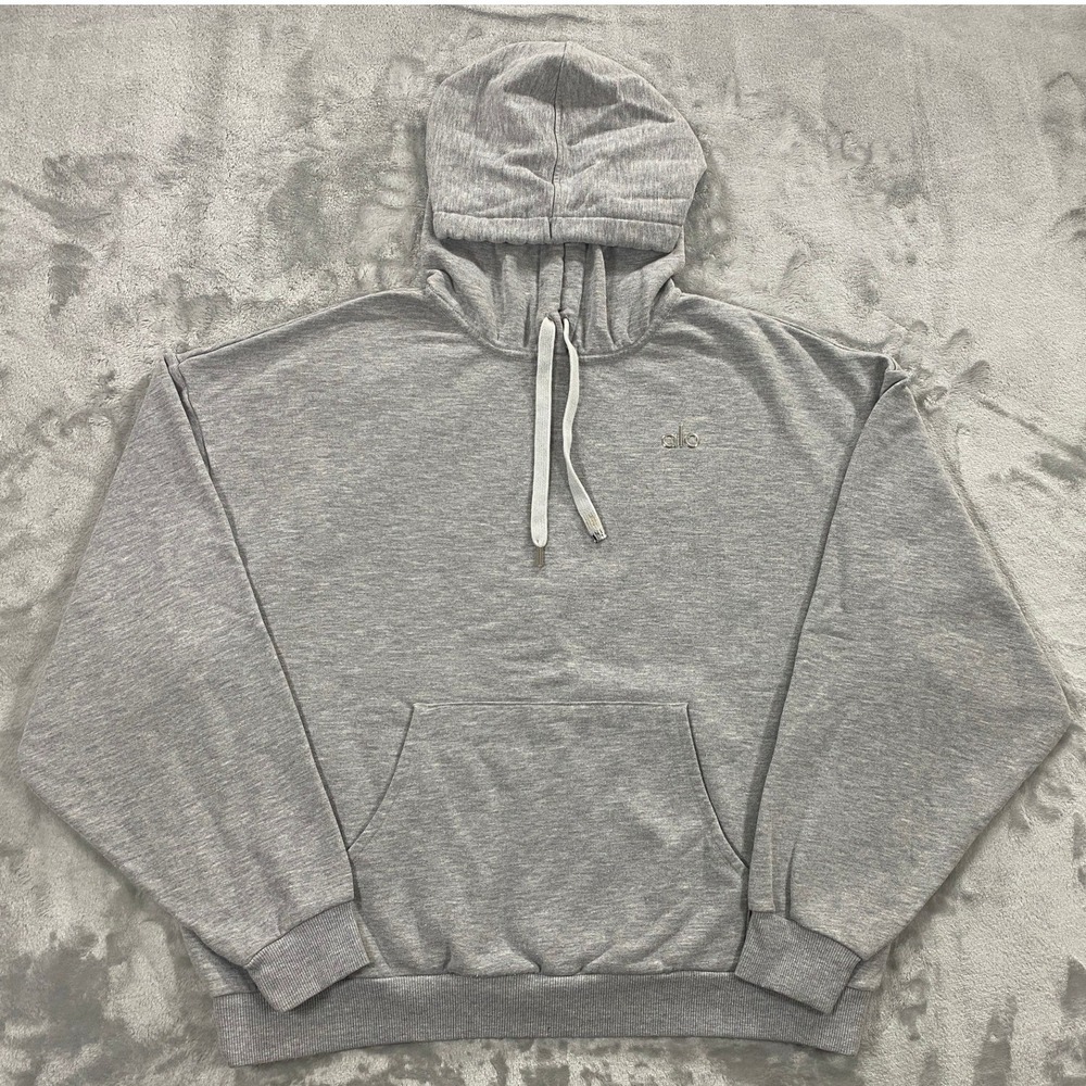 Alo Yoga Accolade Hoodie Womens XL Heather Gray Relaxed Fit Boxy U3032RG